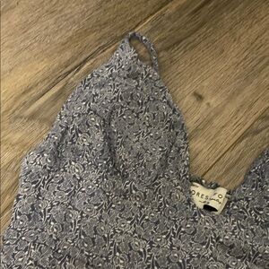 Blue Floral V-Cut Midi Dress